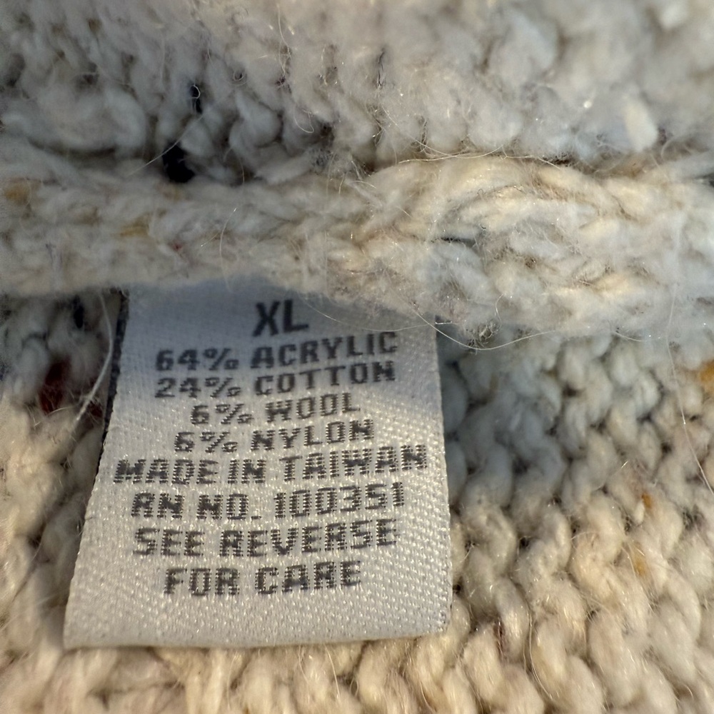Dressbarn Full Zip Sweater  Blue, Black, White Tweed, Size XL Acrylic/Wool Blend - Picture 14 of 16